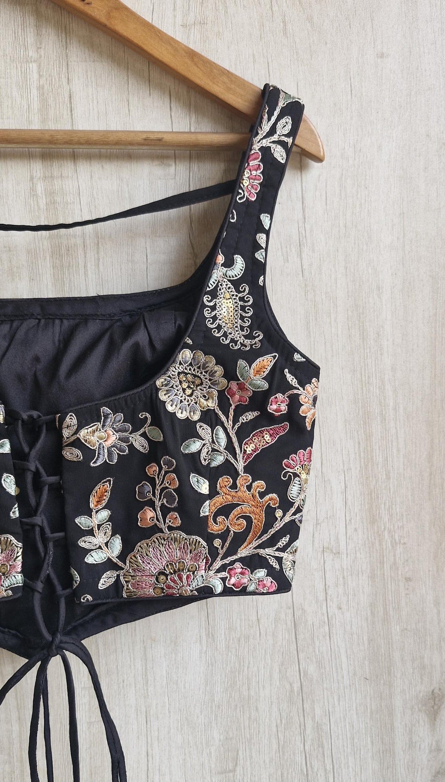 Embroidered Georgette Square Neck Corset Blouse DVCB_009