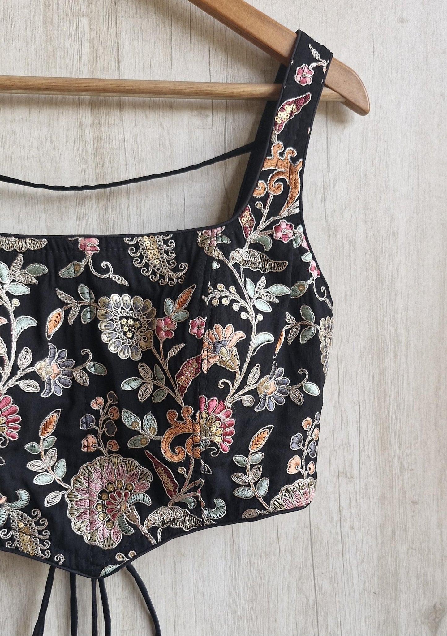 Embroidered Georgette Square Neck Corset Blouse DVCB_009