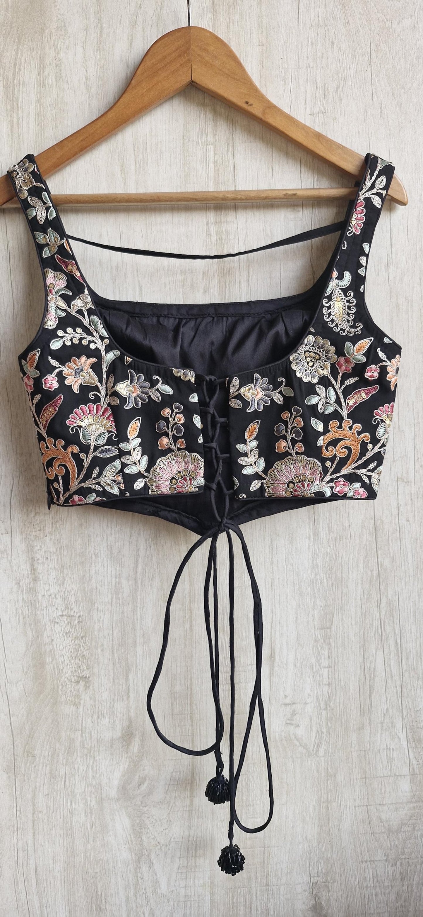 Embroidered Georgette Square Neck Corset Blouse DVCB_009