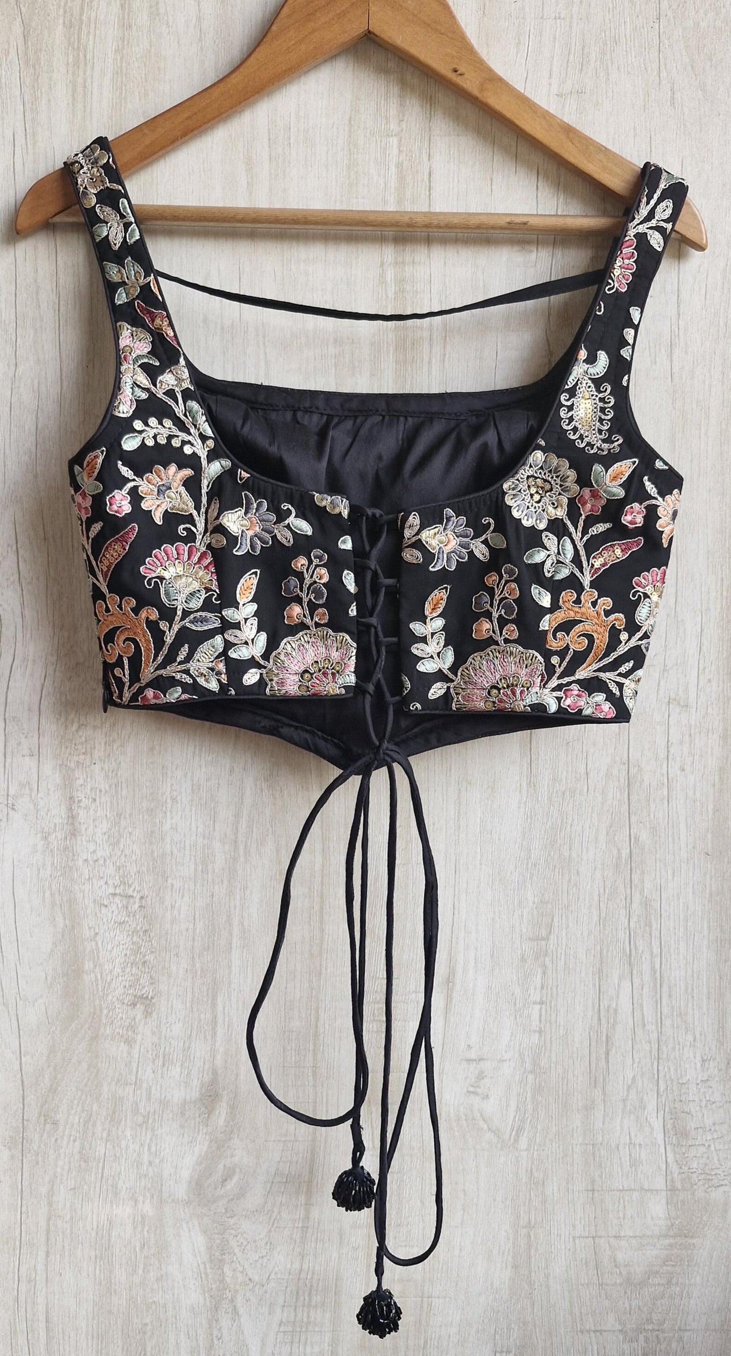 Embroidered Georgette Square Neck Corset Blouse DVCB_009