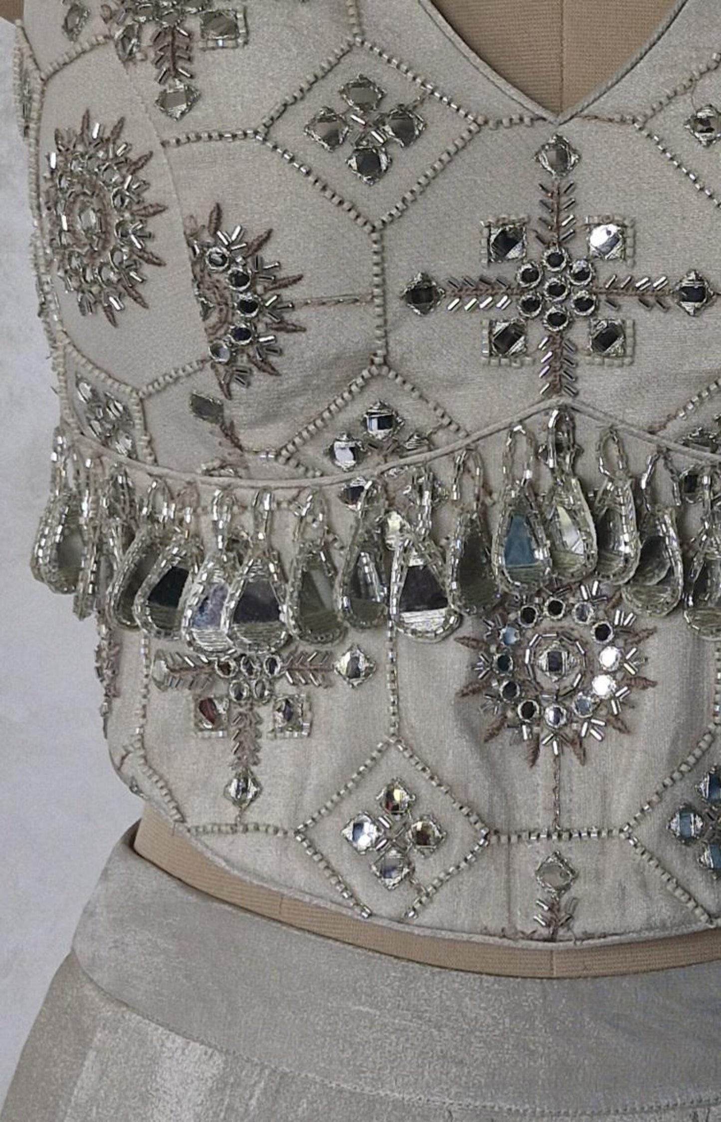 Embroidered Silver Net Corset Blouse DVCB_010