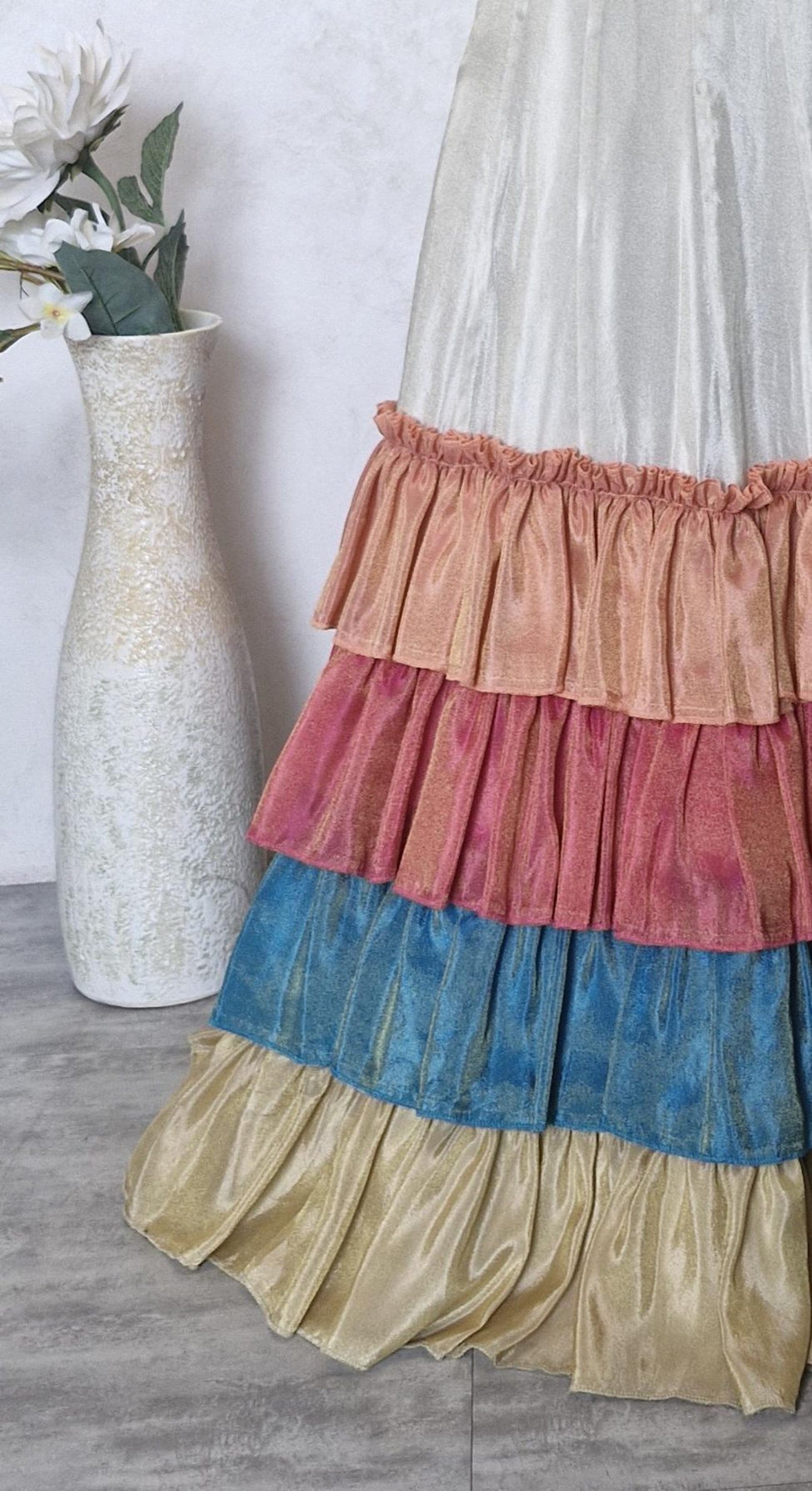 Silver Sand Embroidered Corset Tissue Silk Skirt Festive DVMTD_0280