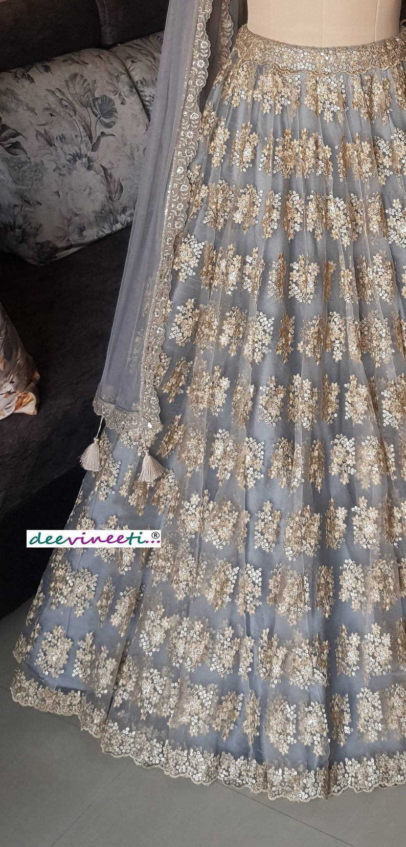 Grey Embroidered Net Lehenga Choli DVMTD_0213