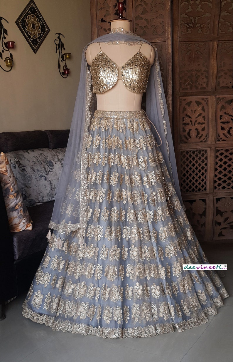 Grey Embroidered Net Lehenga Choli DVMTD_0213