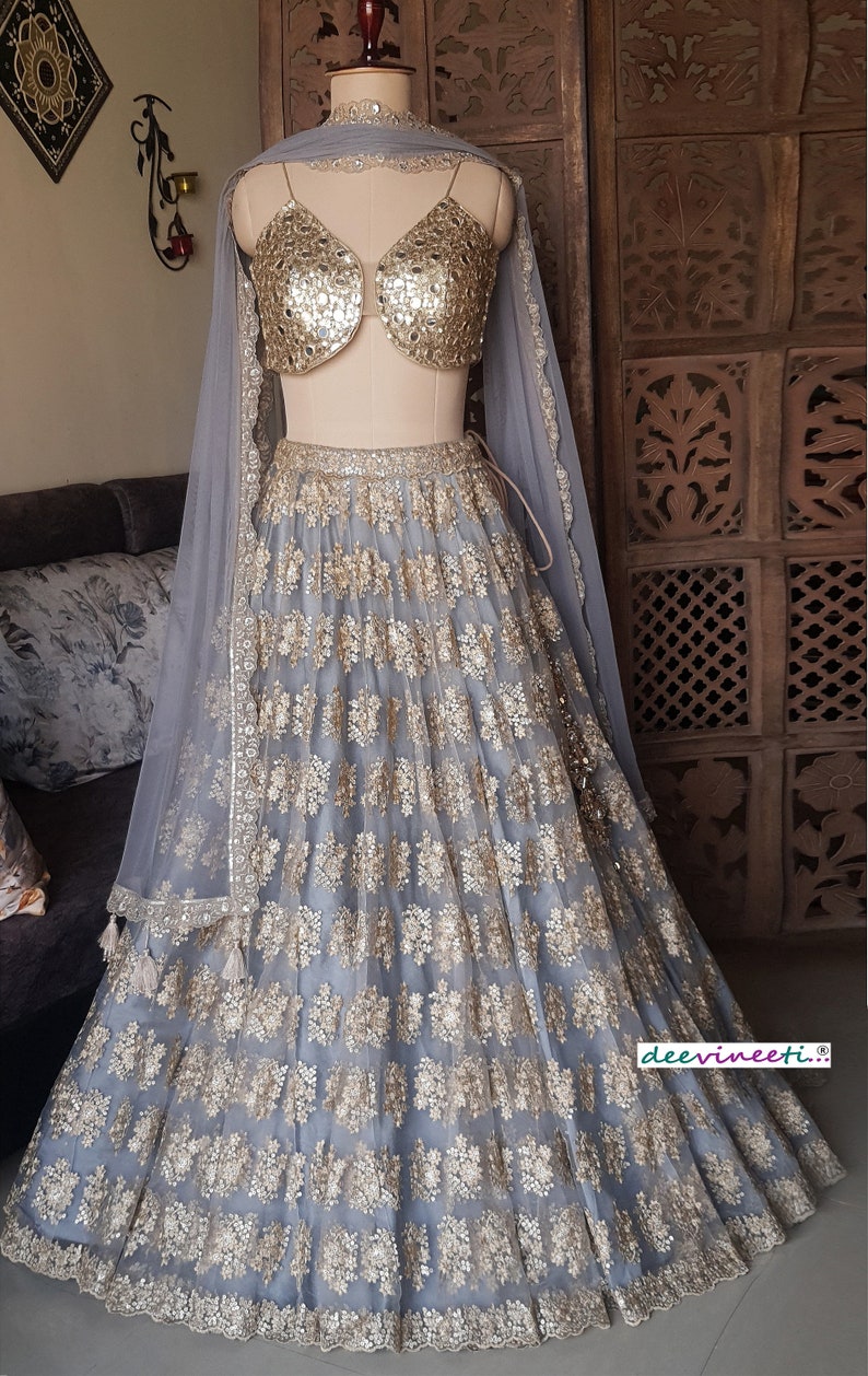 Grey Embroidered Net Lehenga Choli DVMTD_0213