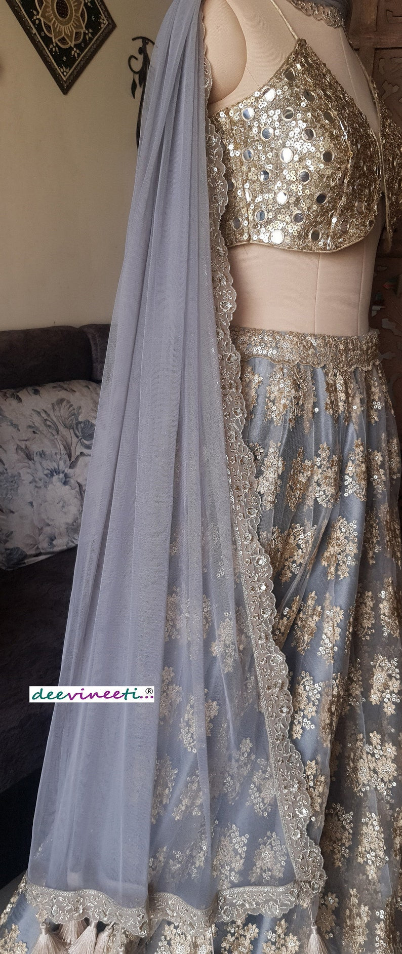 Grey Embroidered Net Lehenga Choli DVMTD_0213