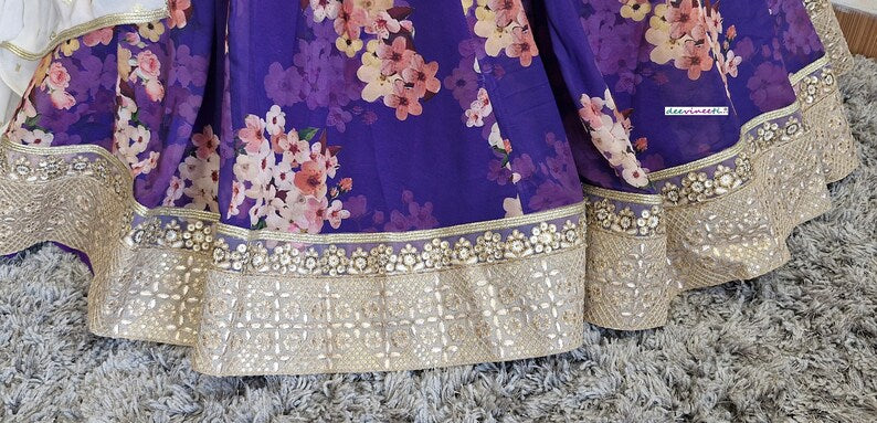 Purple Floral Printed Lehenga Set DVMTD_0232