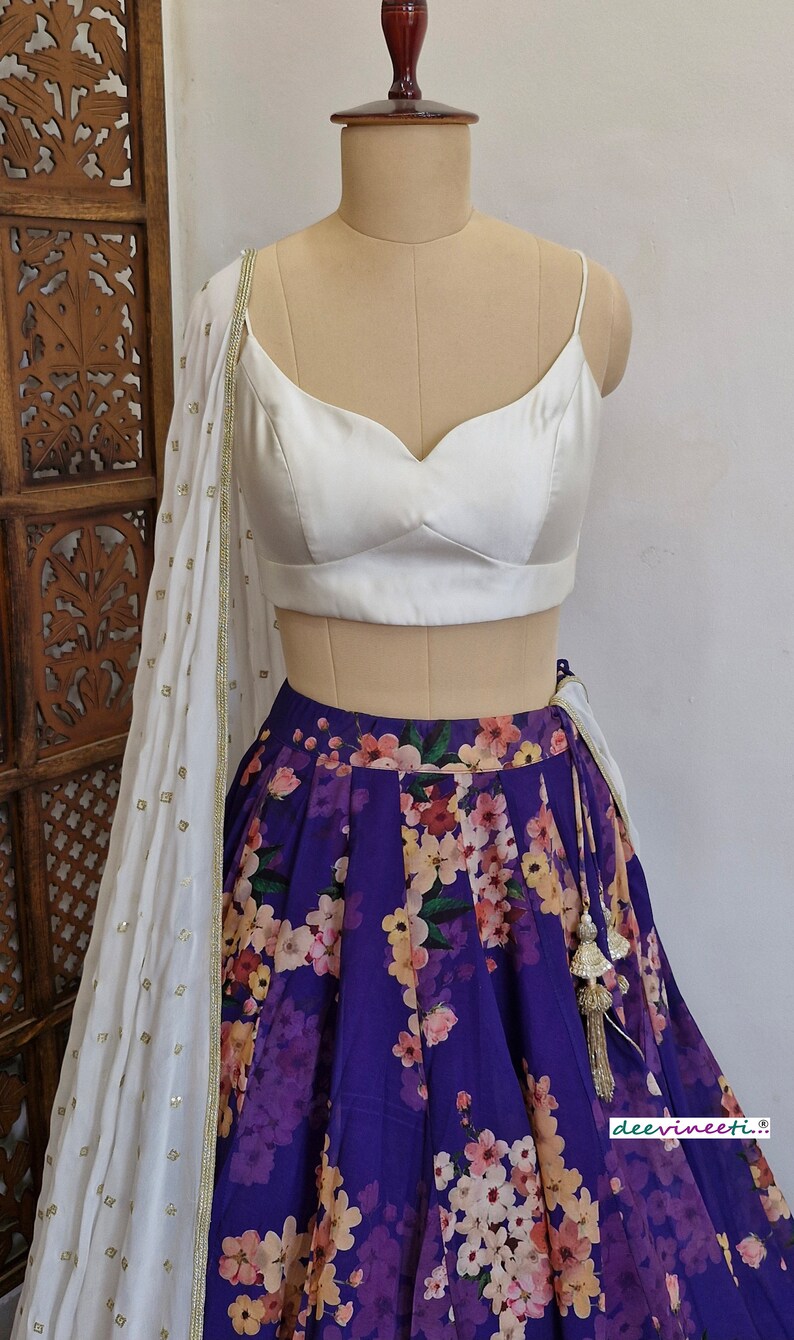 Purple Floral Printed Lehenga Set DVMTD_0232