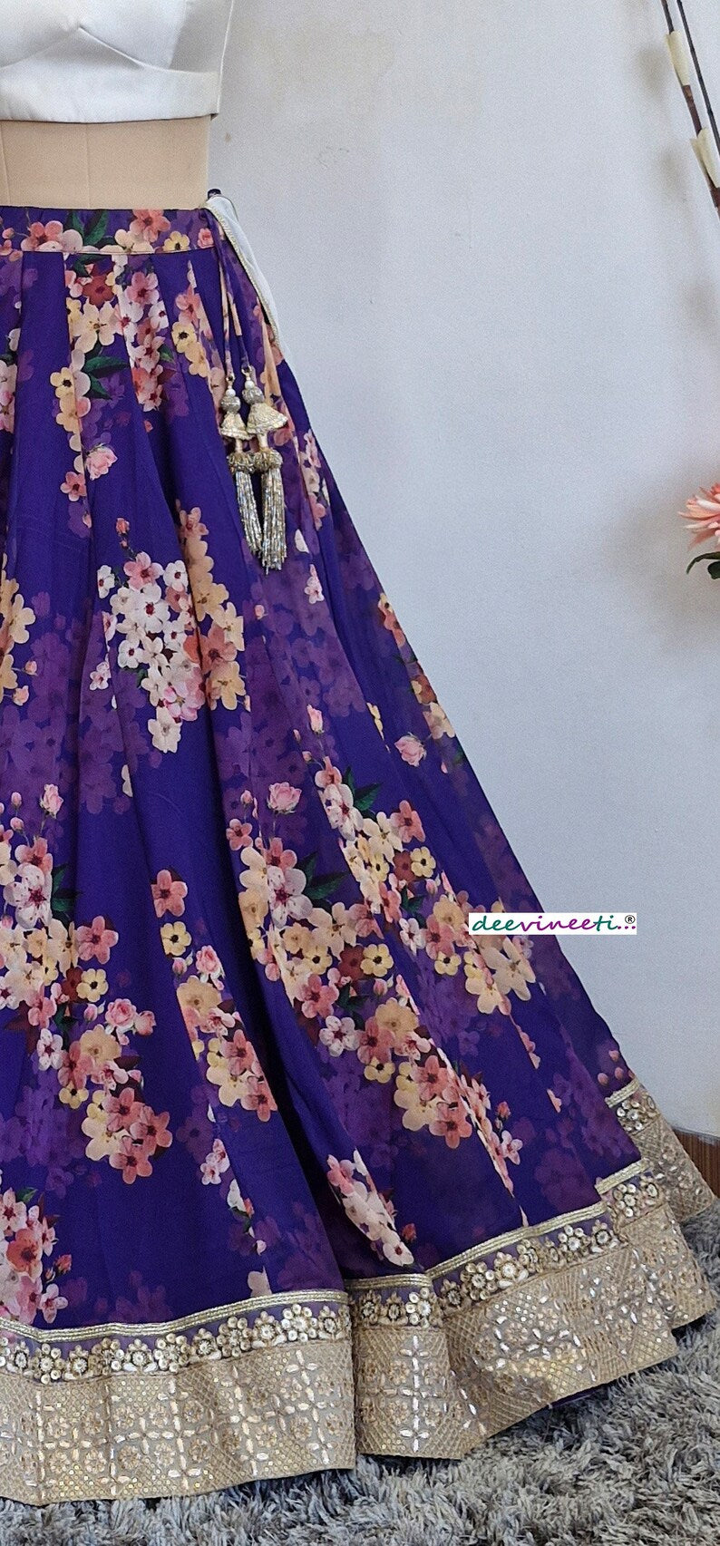 Purple Floral Printed Lehenga Set DVMTD_0232