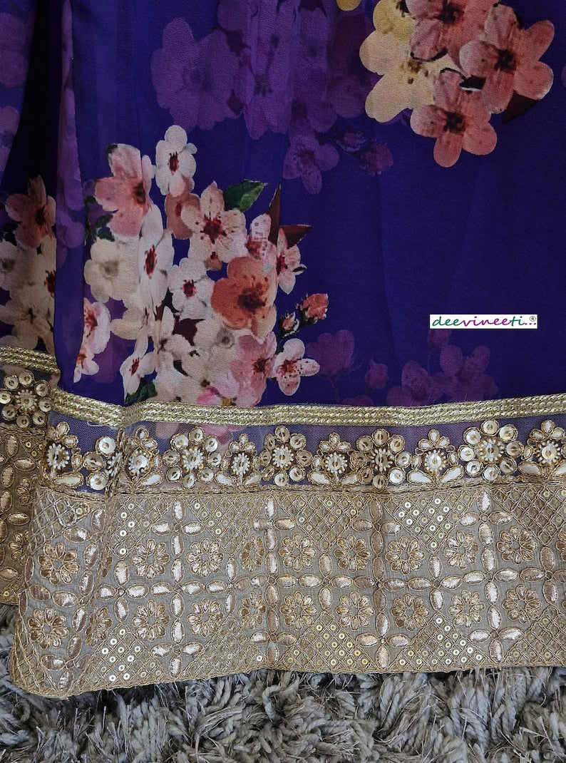 Purple Floral Printed Lehenga Set DVMTD_0232