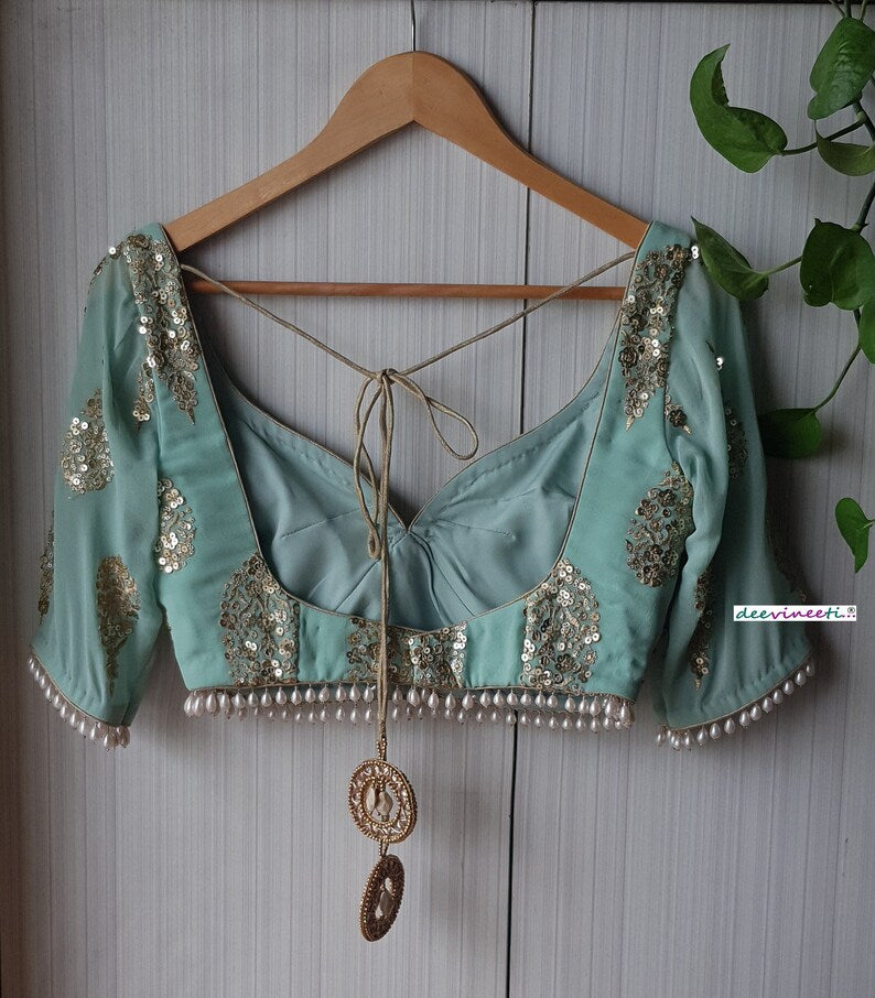Sea Green Georgette Embroidered Fully Flared Lehenga DVMTD_0244