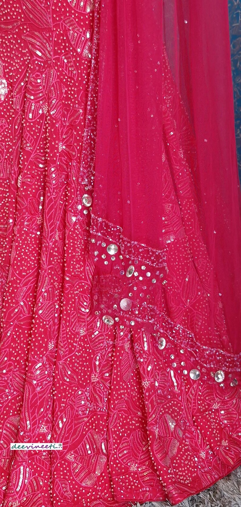 Hand Embroidered Hot Pink Mermaid Lehenga Choli DVMTD_0258