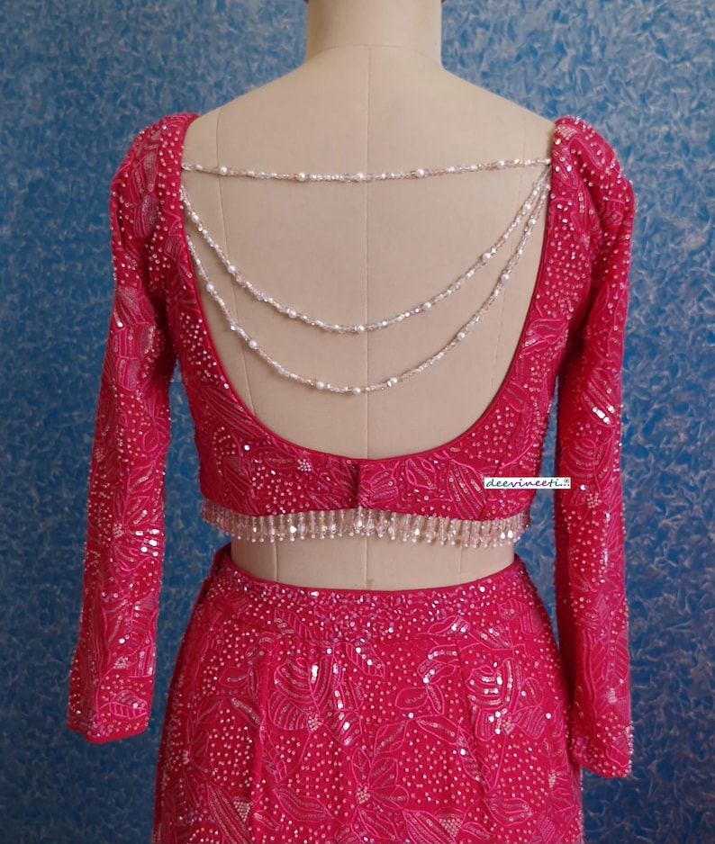 Hand Embroidered Hot Pink Mermaid Lehenga Choli DVMTD_0258