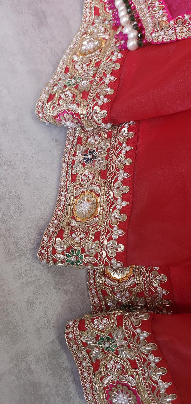 Red Embroidered Organza Lehenga Choli DVMTD_0262