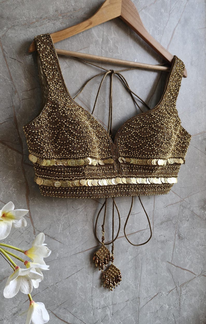 Hand Embroidered Antique Gold Blouse DVBL_420