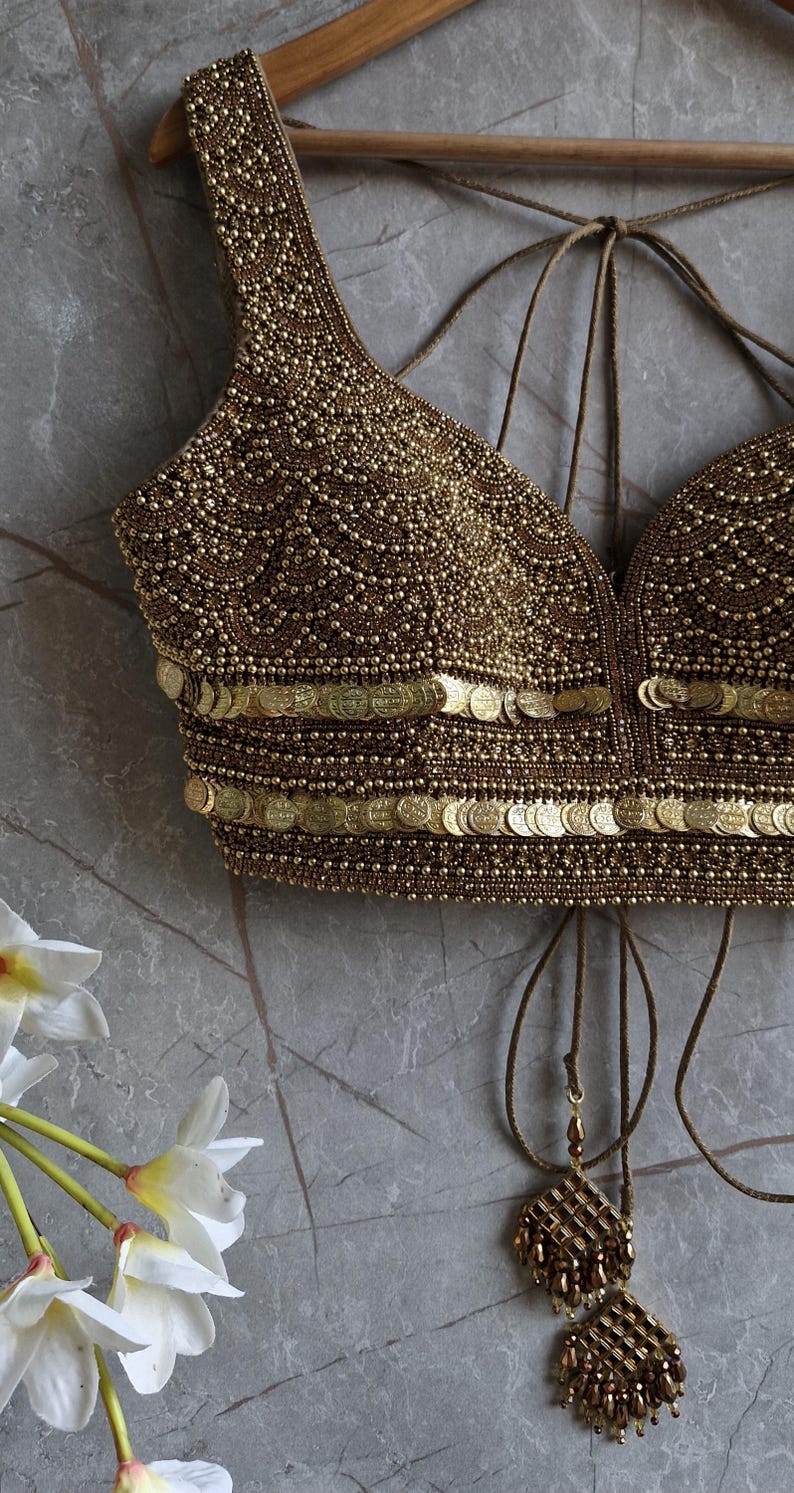 Hand Embroidered Antique Gold Blouse DVBL_420