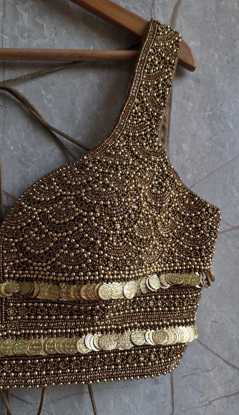 Hand Embroidered Antique Gold Blouse DVBL_420