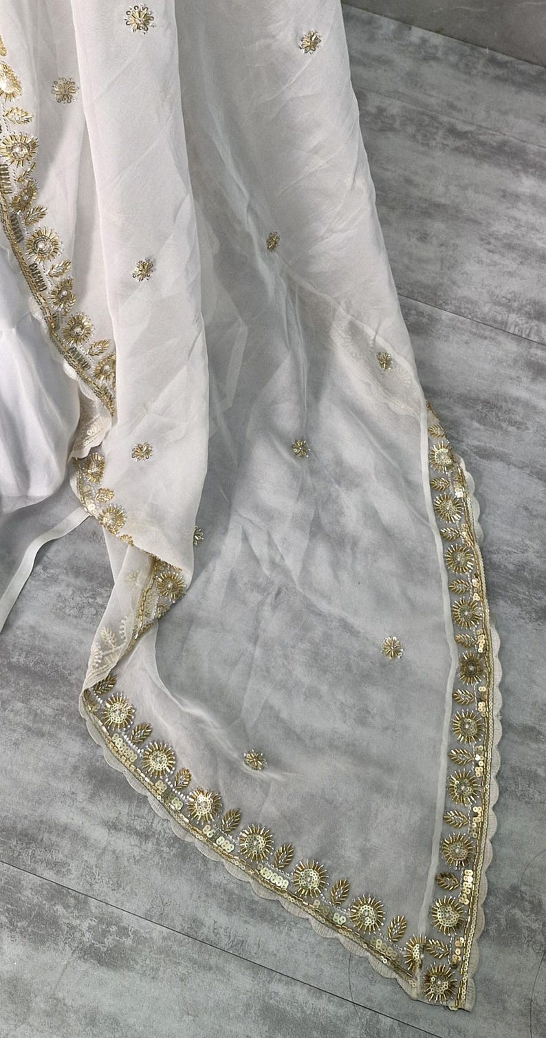 Off white Georgette Tiered Lehenga Choli DVMTD_0264