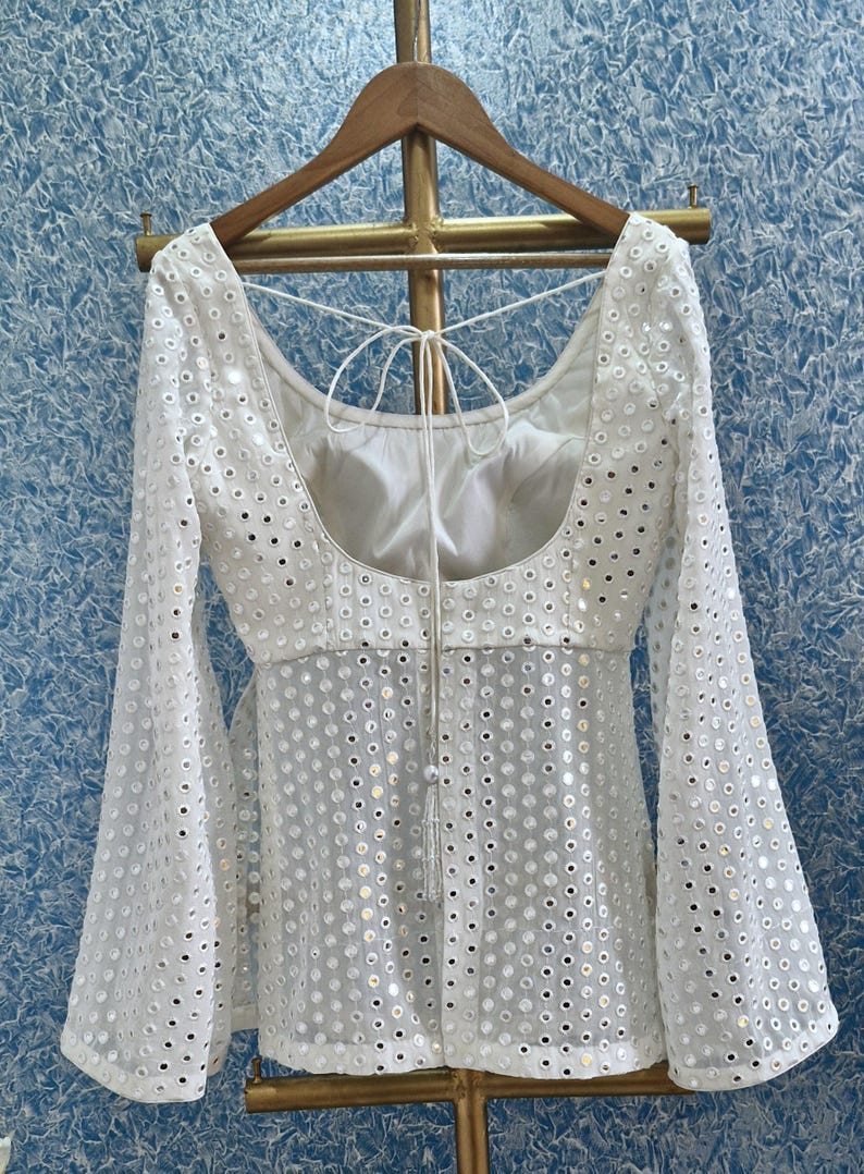 White Georgette Lehenga Choli with Faux Mirror Embroidery DVMTD_0265