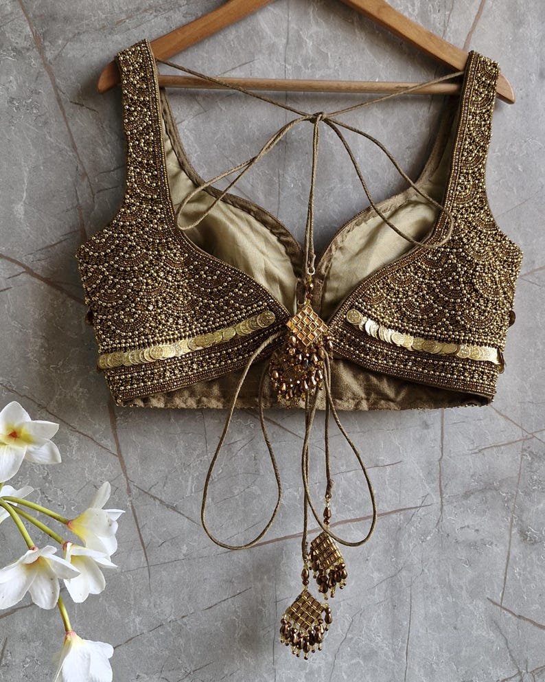 Hand Embroidered Antique Gold Blouse DVBL_420