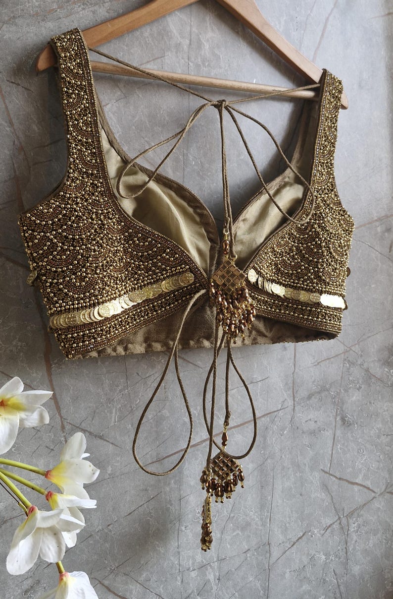 Hand Embroidered Antique Gold Blouse DVBL_420