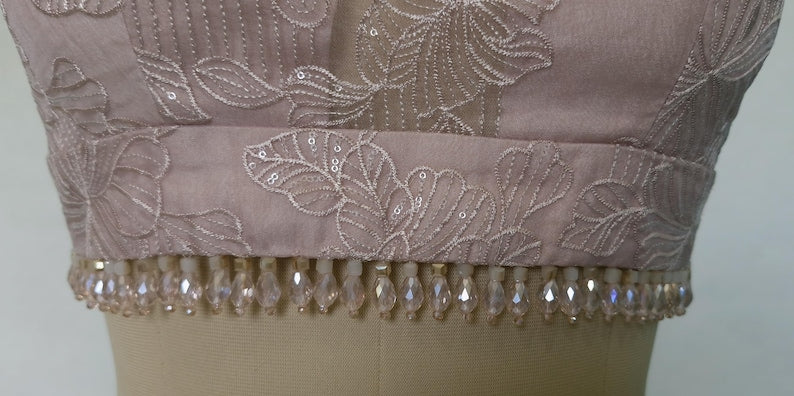 Blush Pink Embroidered Organza Blouse  DVBL_423