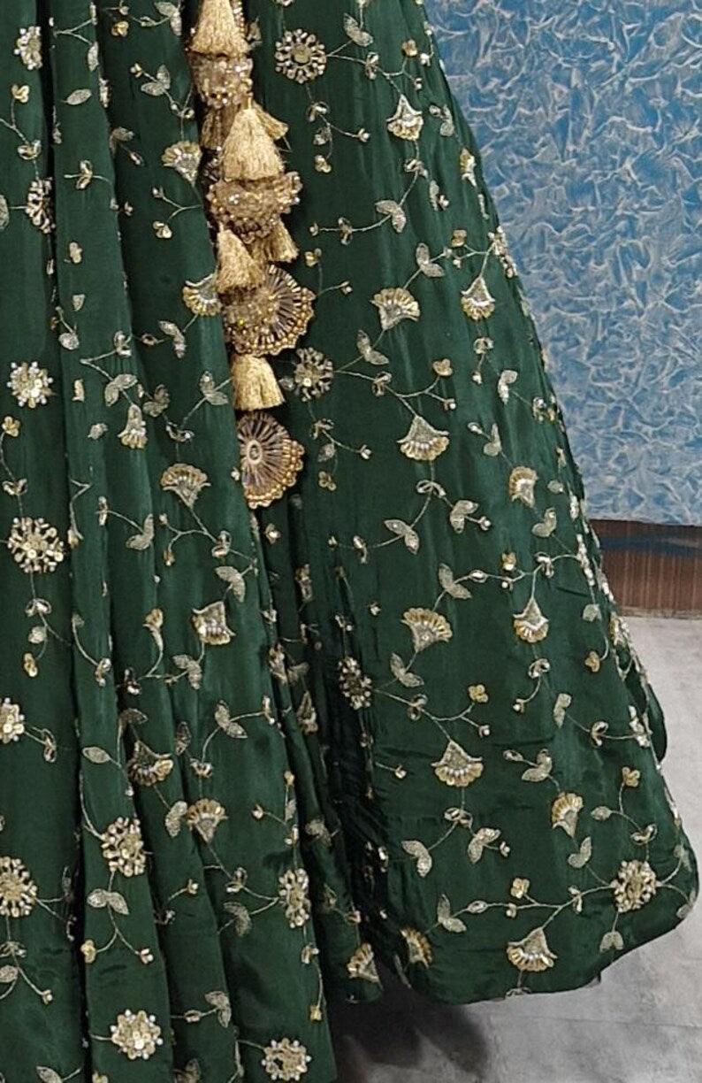 Embroidered Green Crepe Silk Lehenga Choli DVMTD_0268