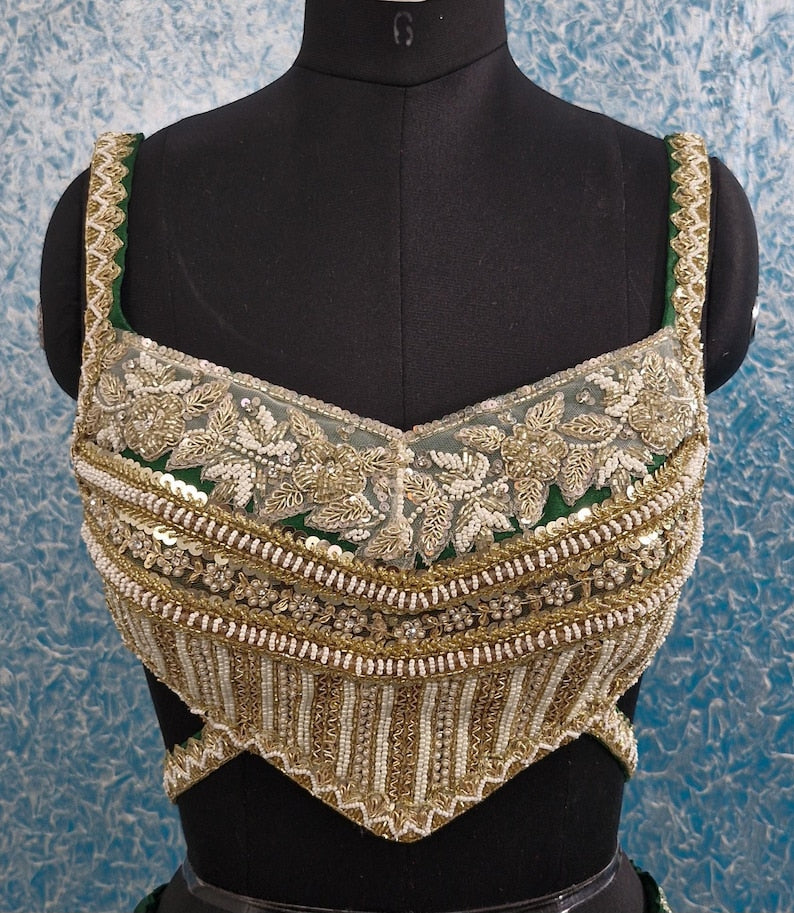 Embroidered Green Crepe Silk Lehenga Choli DVMTD_0268