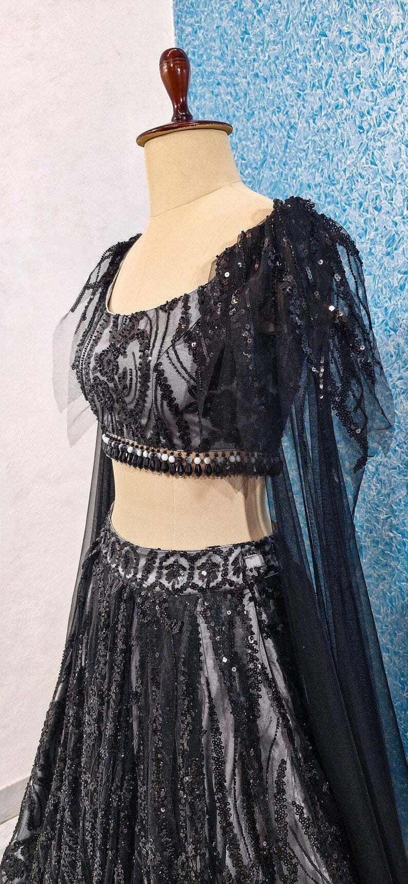 Black Embroidered Net Lehenga Choli DVMTD_0273