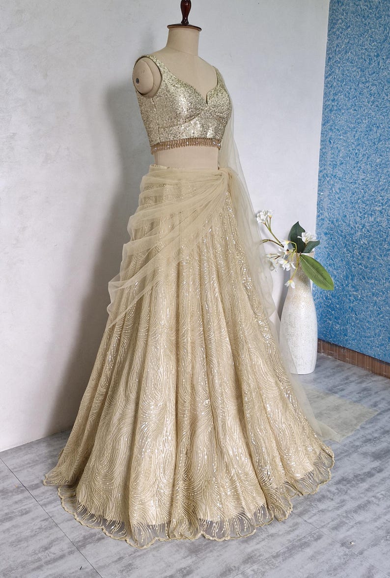 Champagne Gold Embroidered Net Lehenga Choli DVMTD_0275