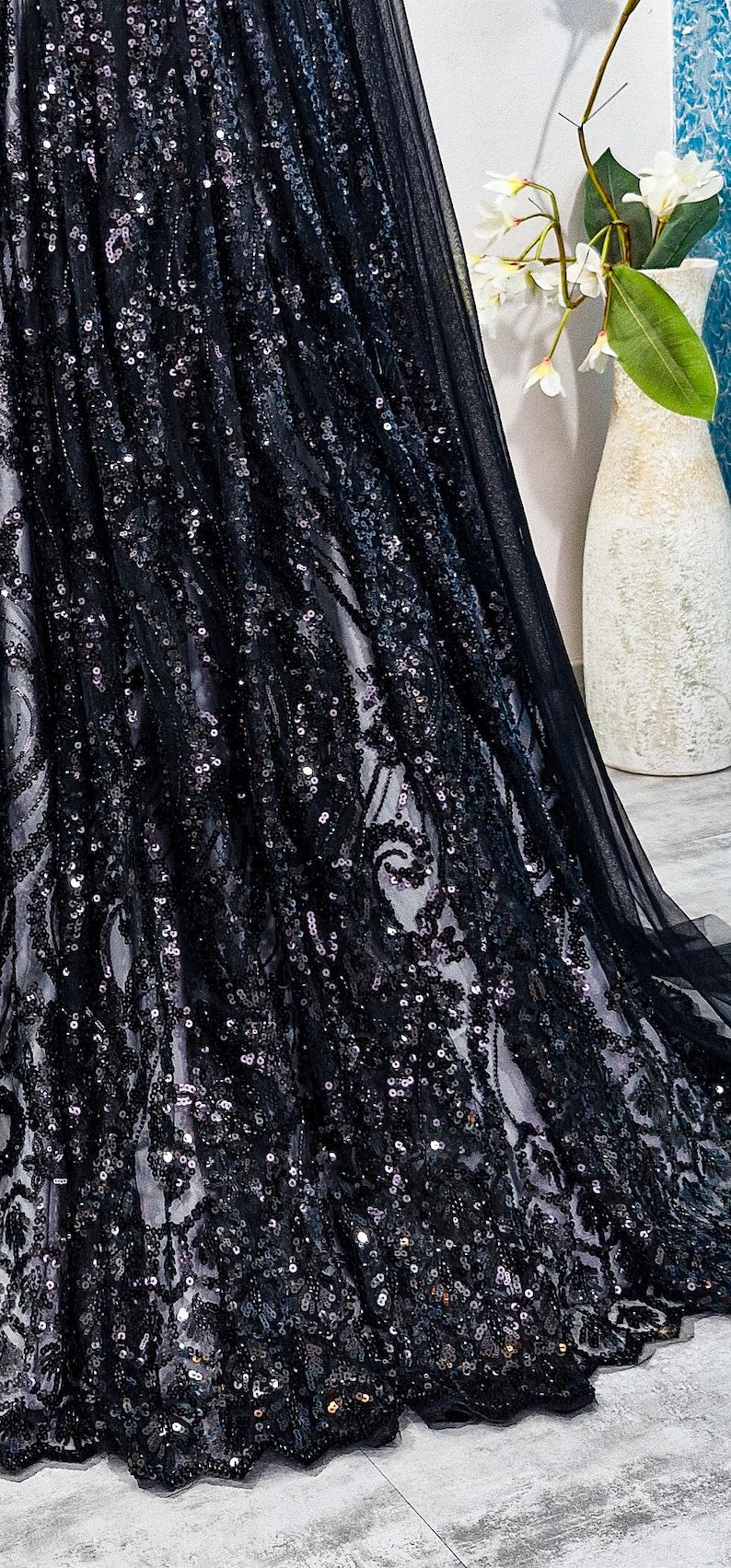 Black Embroidered Net Lehenga Choli DVMTD_0273