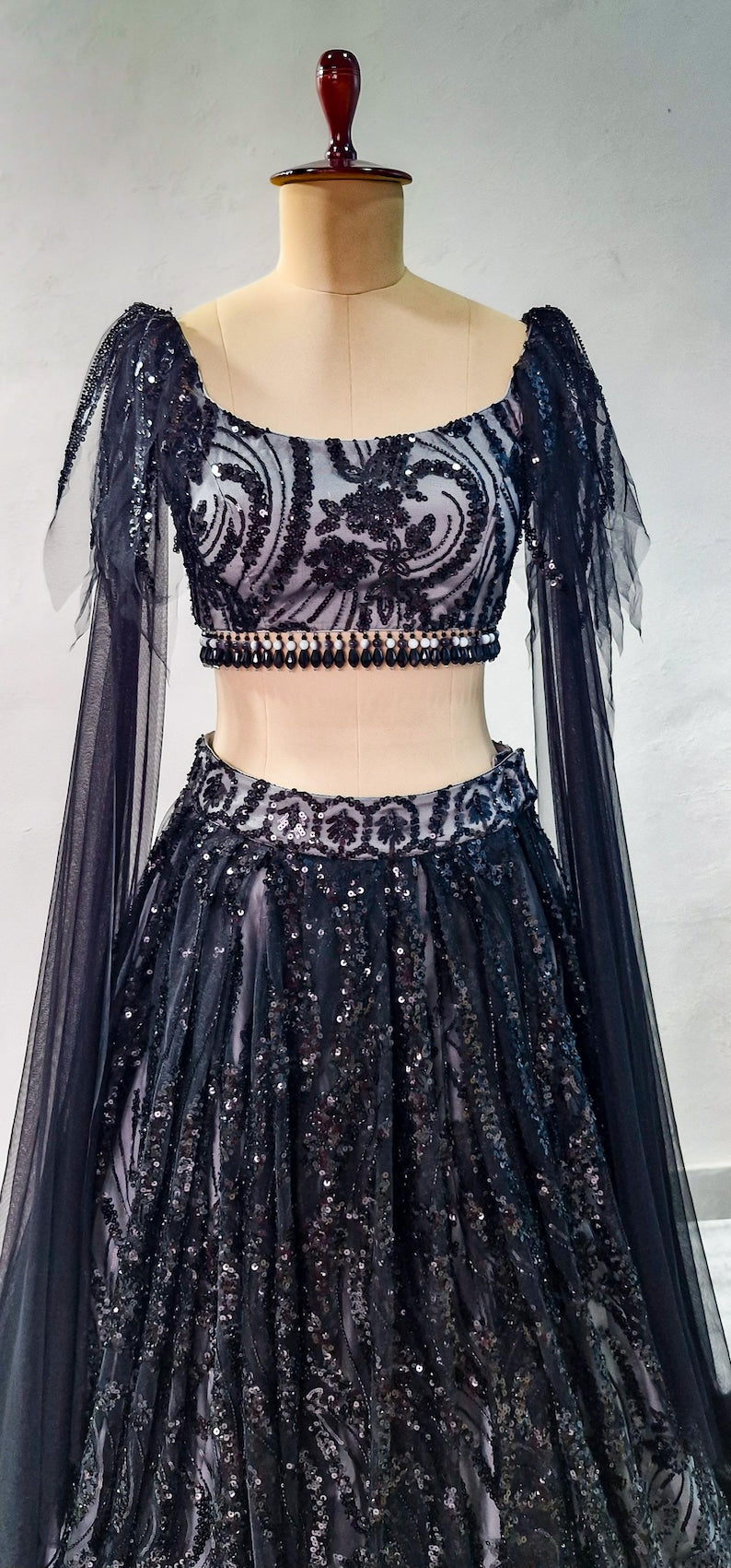 Black Embroidered Net Lehenga Choli DVMTD_0273