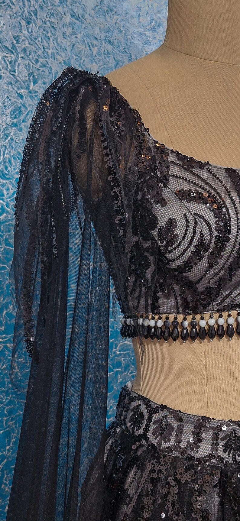 Black Embroidered Net Lehenga Choli DVMTD_0273