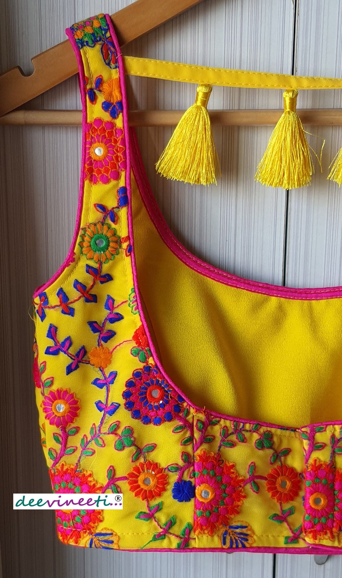 Thread Embroidered Yellow Georgette Blouse DVBL_066