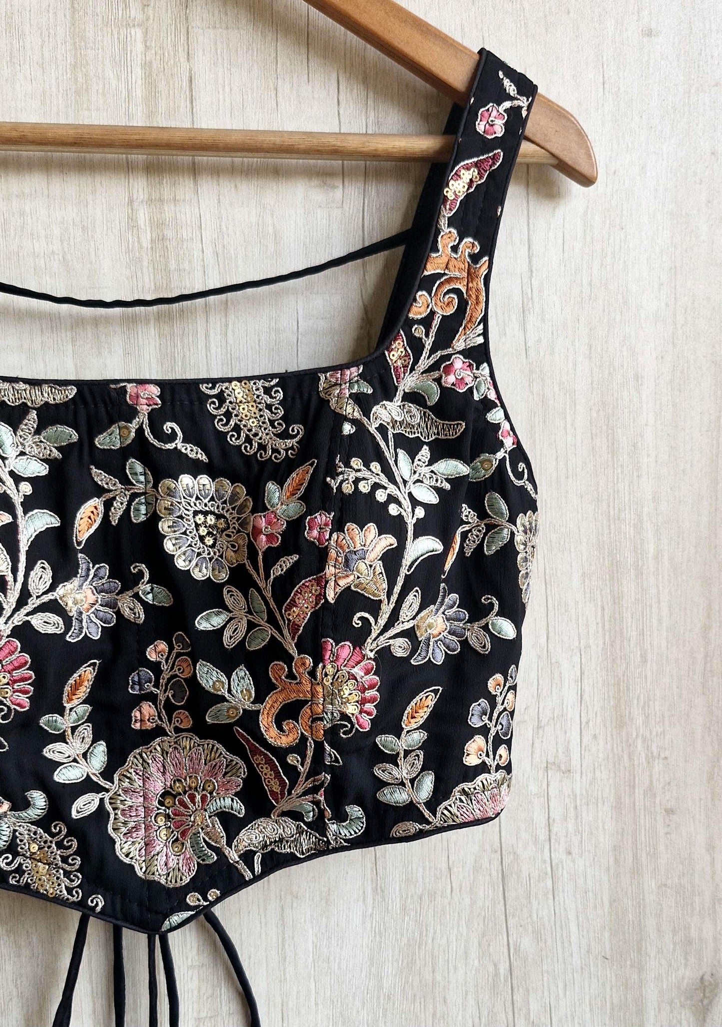 Embroidered Georgette Square Neck Corset Blouse DVCB_009