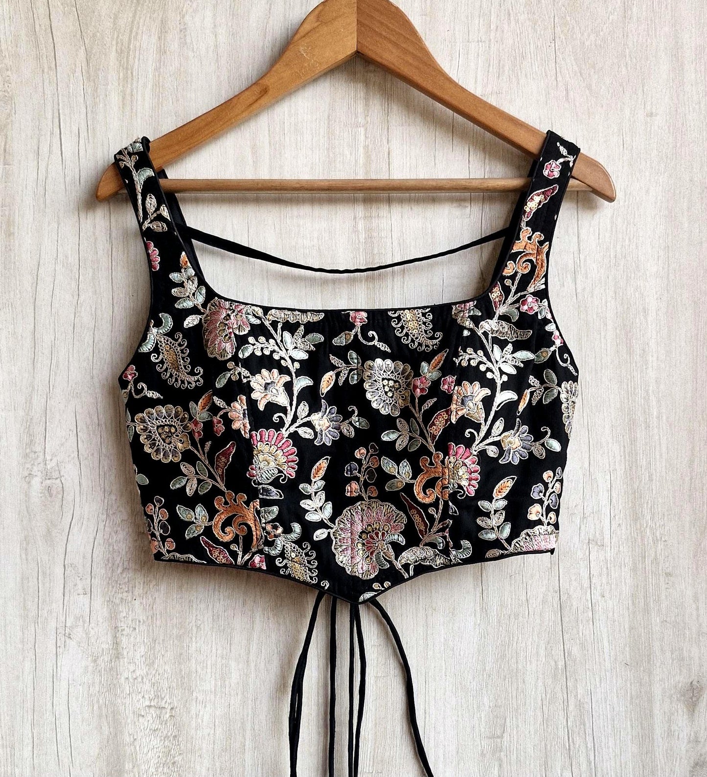 Embroidered Georgette Square Neck Corset Blouse DVCB_009