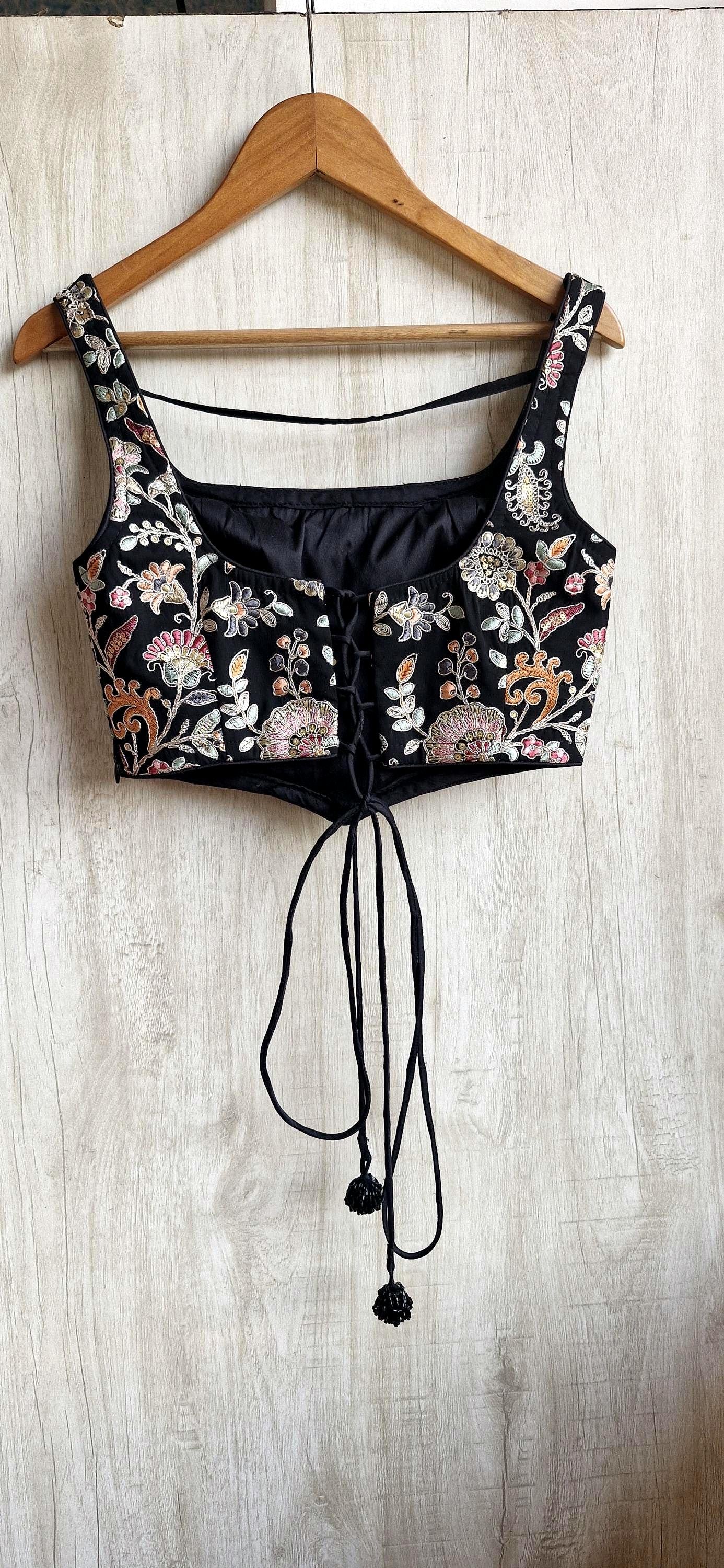 Embroidered Georgette Square Neck Corset Blouse DVCB_009
