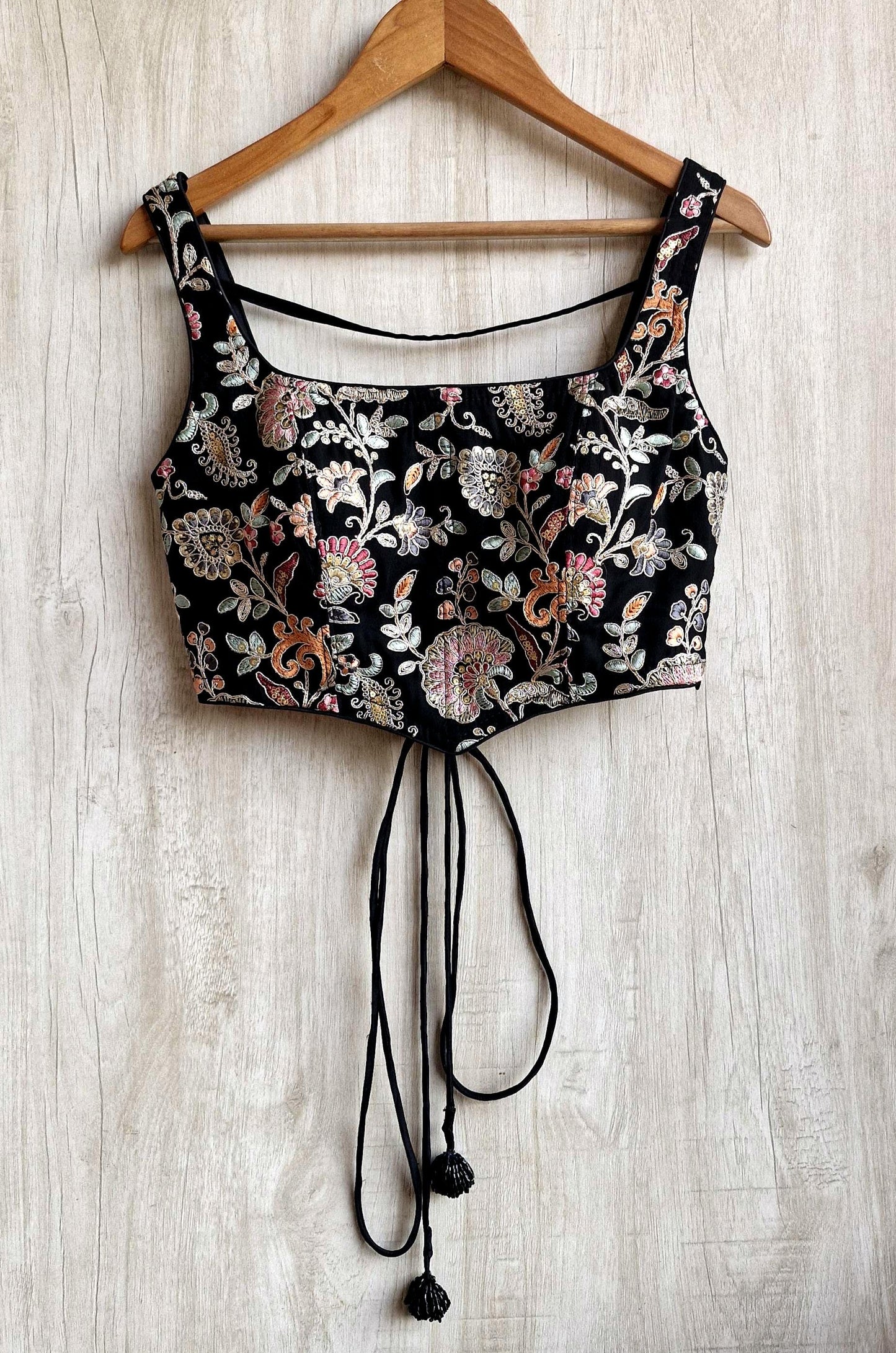 Embroidered Georgette Square Neck Corset Blouse DVCB_009