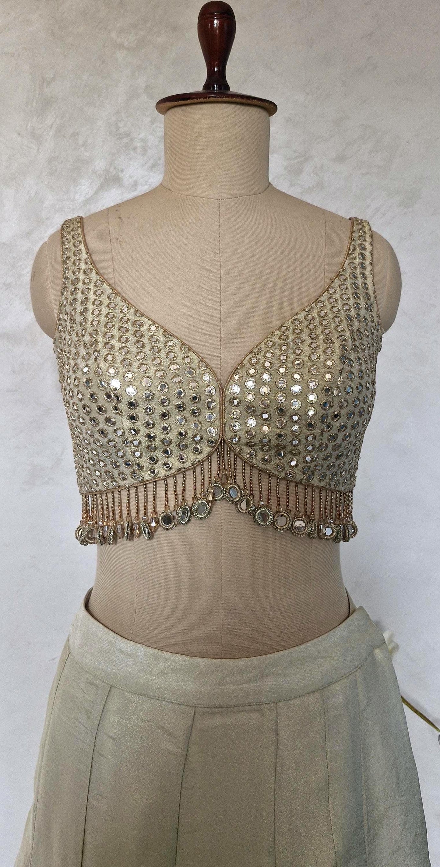 Champagne Gold Lehenga, Slit Skirt Set, Contemporary Tissue Silk Co-ord Set DVMTD_0287