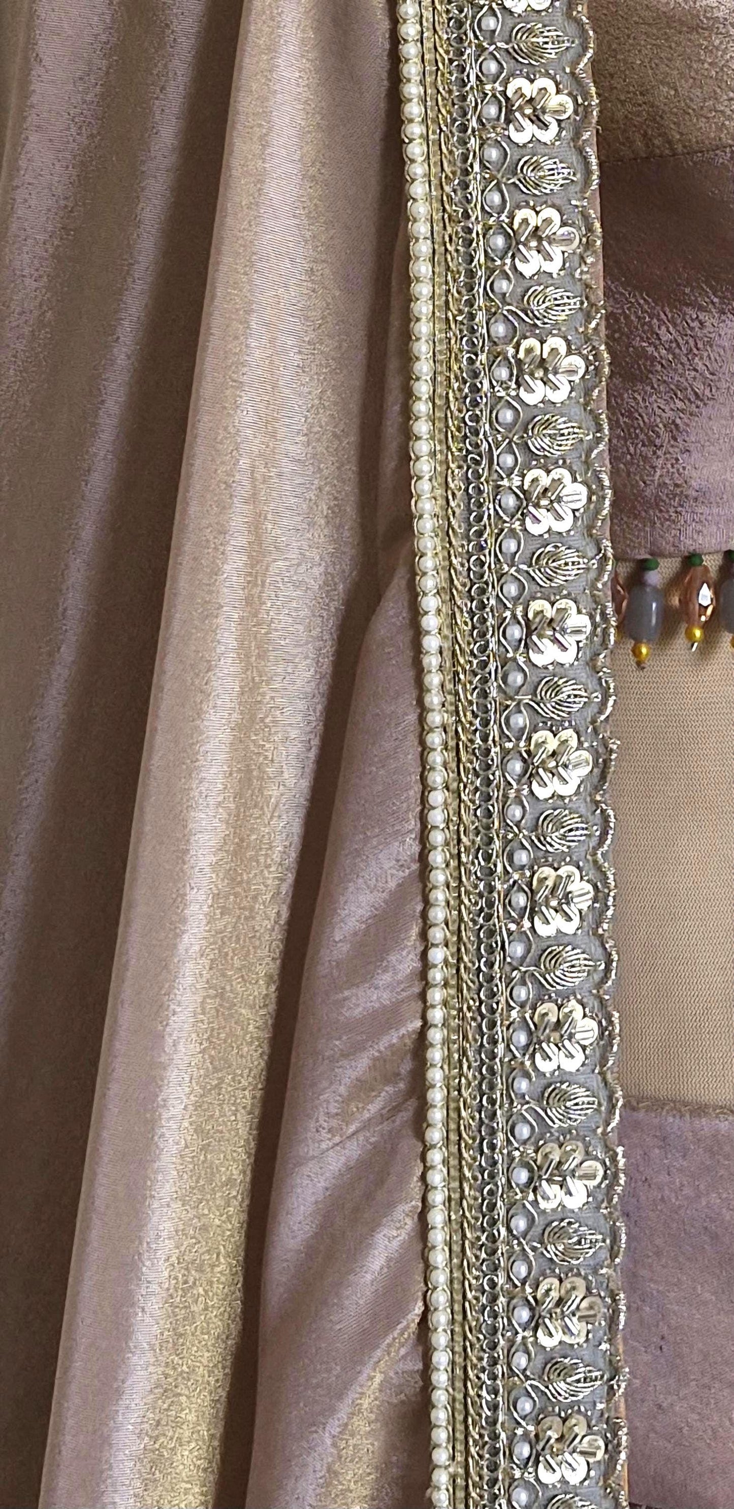 Dusty Pink Tissue Silk Lehenga Choli for Mehendi, Sangeet DVMTD_0290