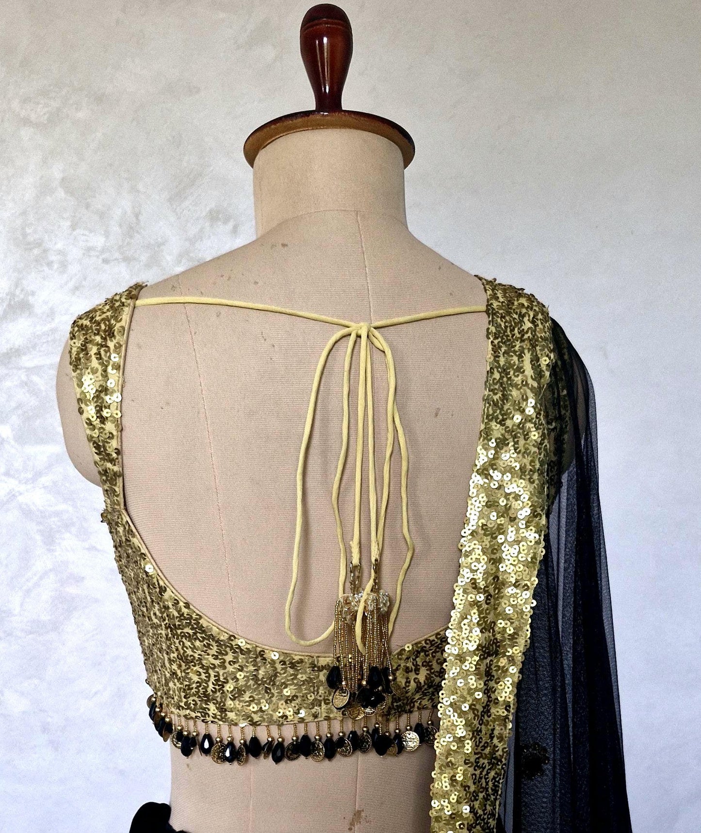 Black Gold Velvet, Sequins Lehenga Choli DVMTD_0291