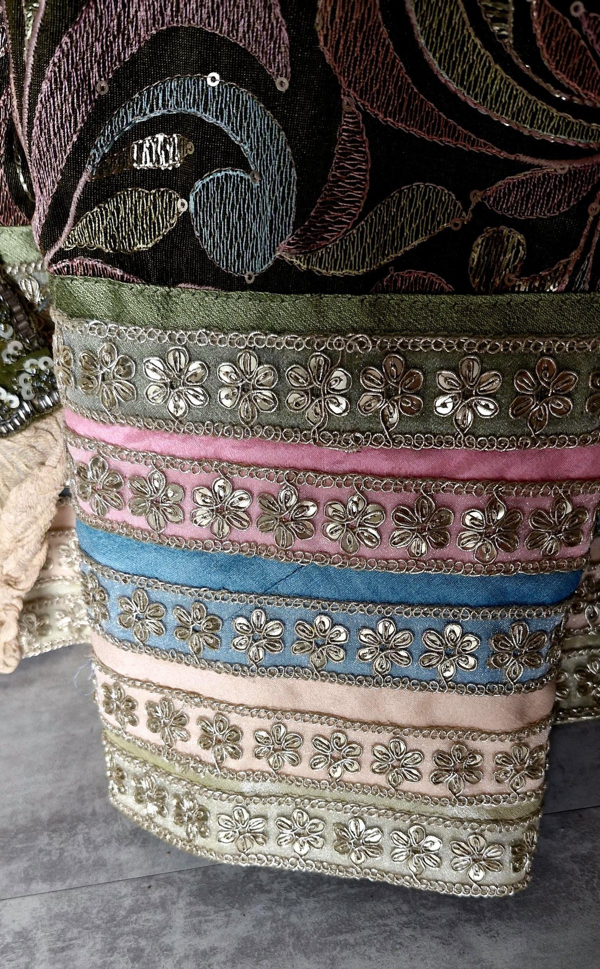 Olive Green Embroidered Tissue Silk Lehenga Choli DVMTD_0306