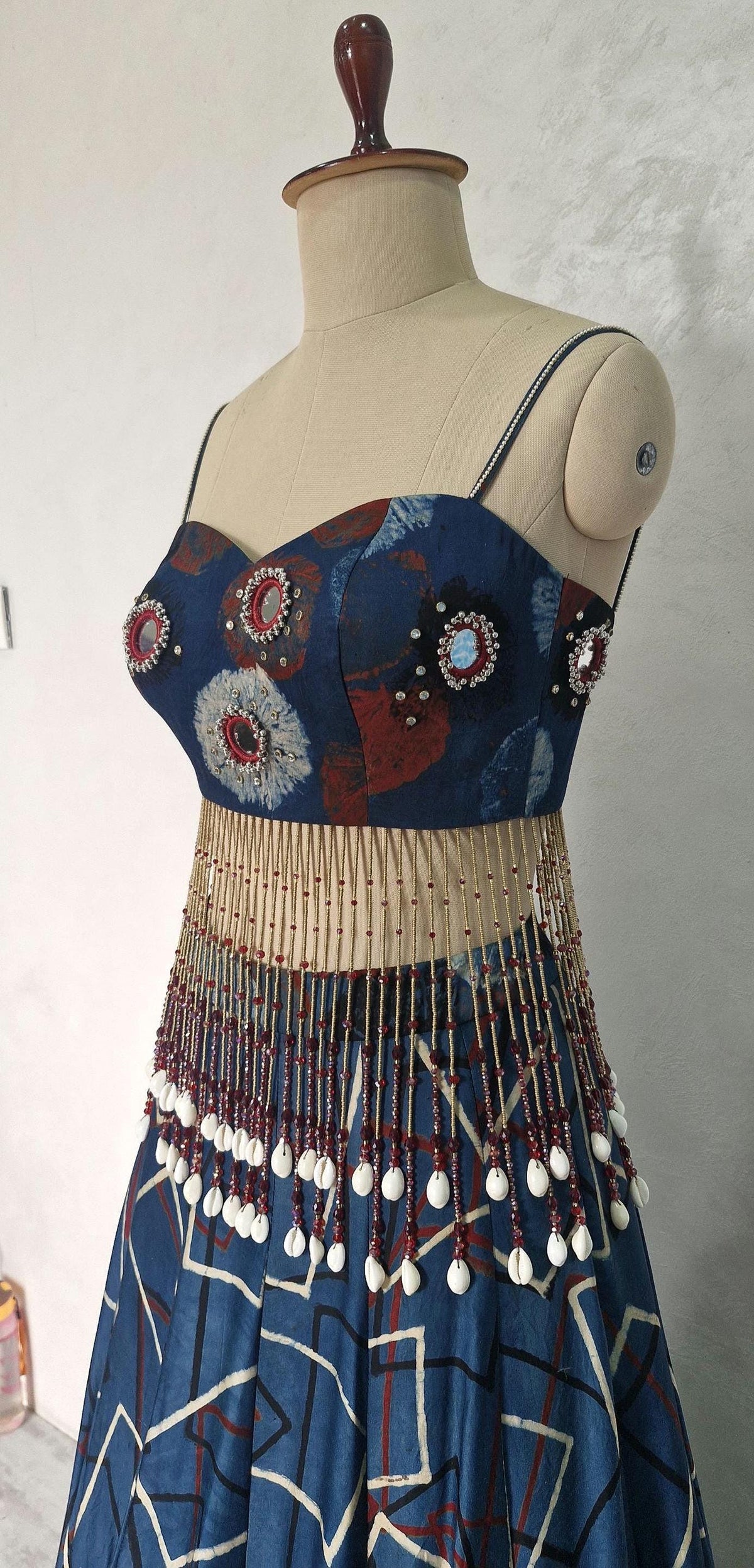 Blue Geometric Print Modal Silk Lehenga Choli DVMTD_0305