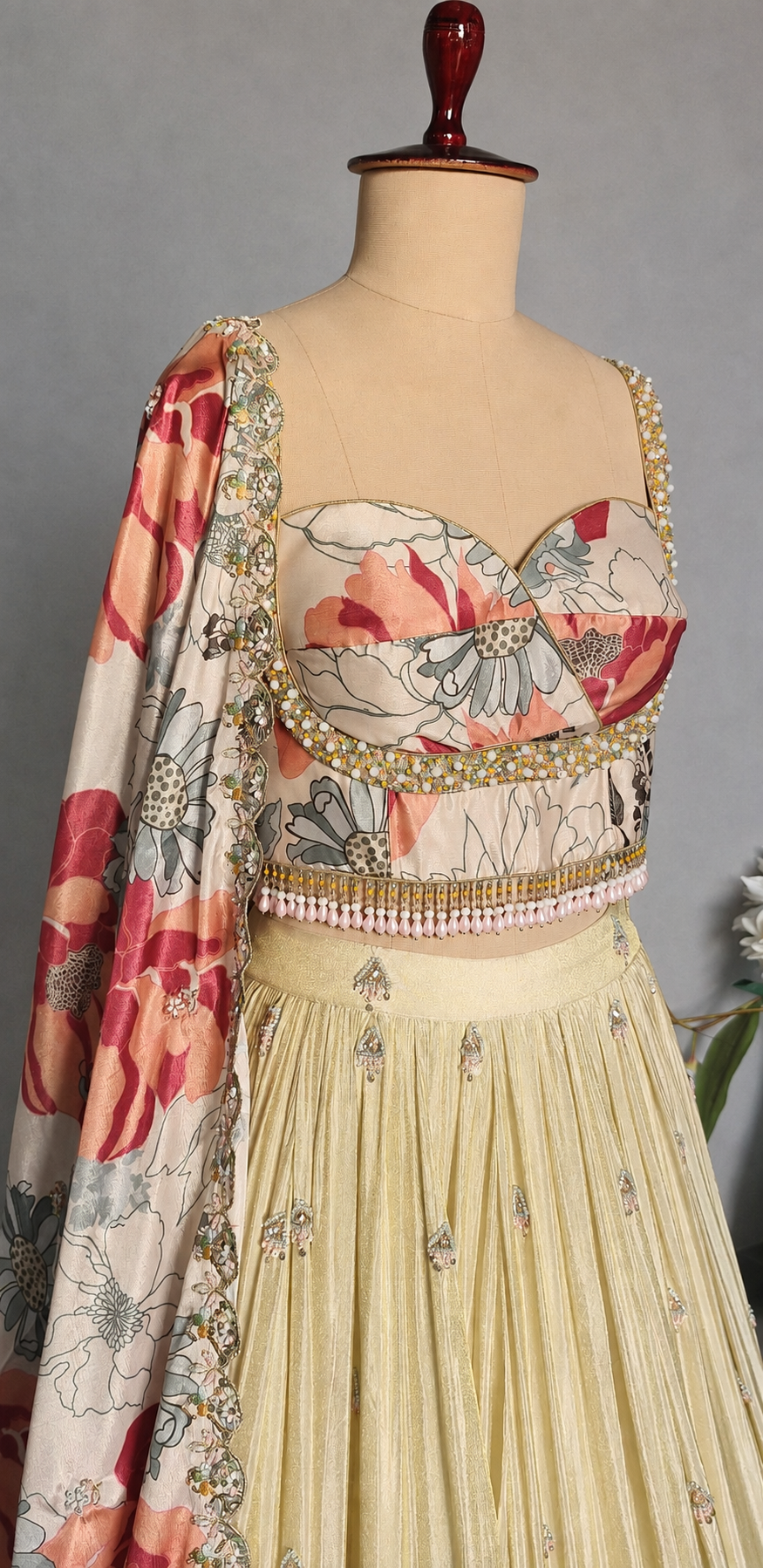 Champagne Gold Embroidered Tissue Silk Lehenga Choli DVMTD_0307