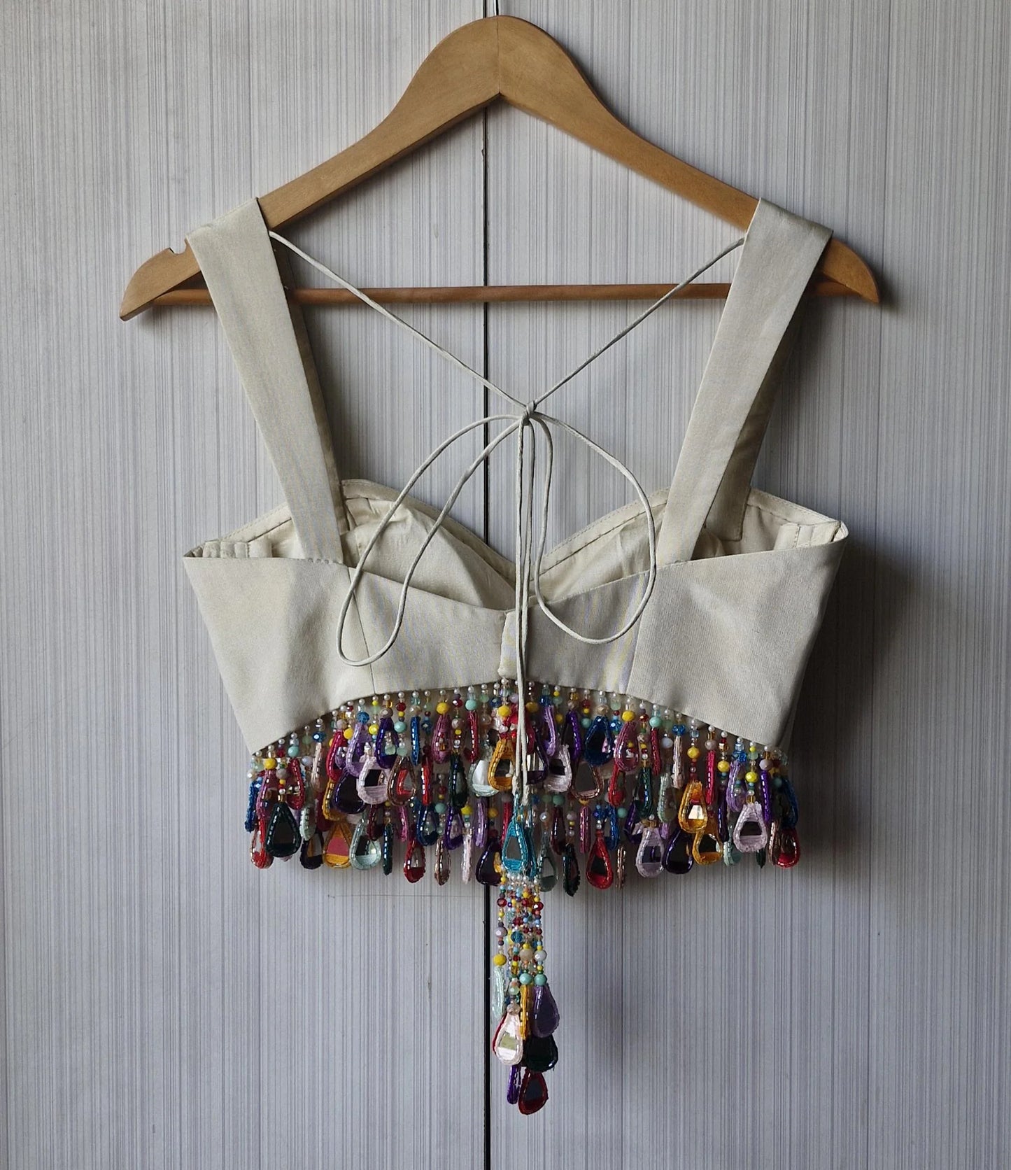 Cream Gold Tissue Silk Blouse DVBL_471