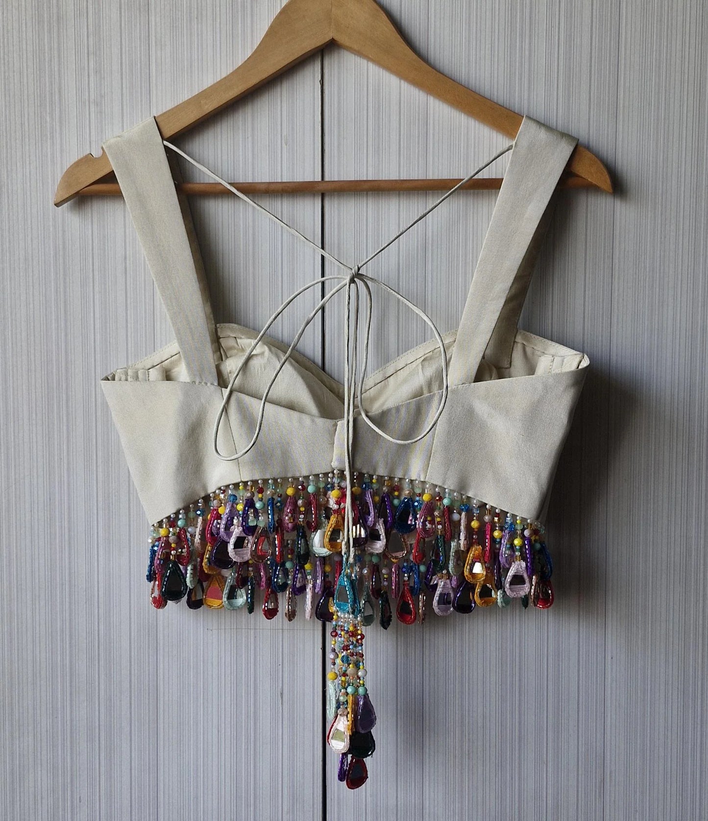 Cream Gold Tissue Silk Blouse DVBL_471