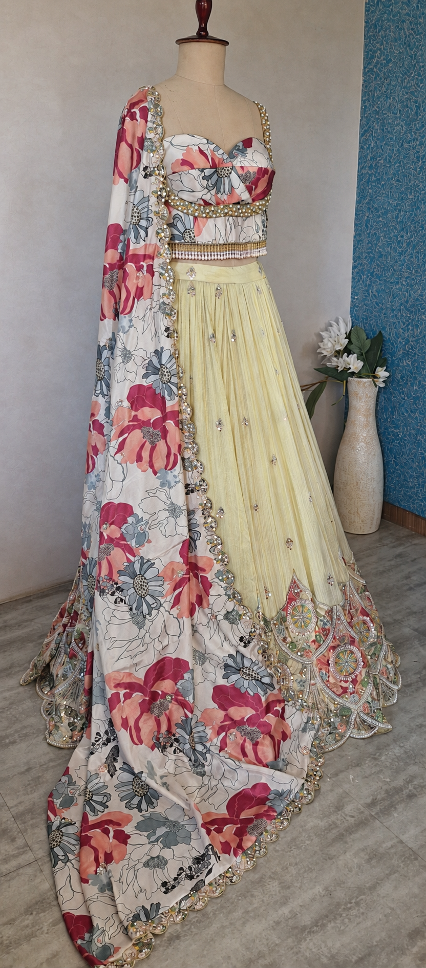 Champagne Gold Embroidered Tissue Silk Lehenga Choli DVMTD_0307