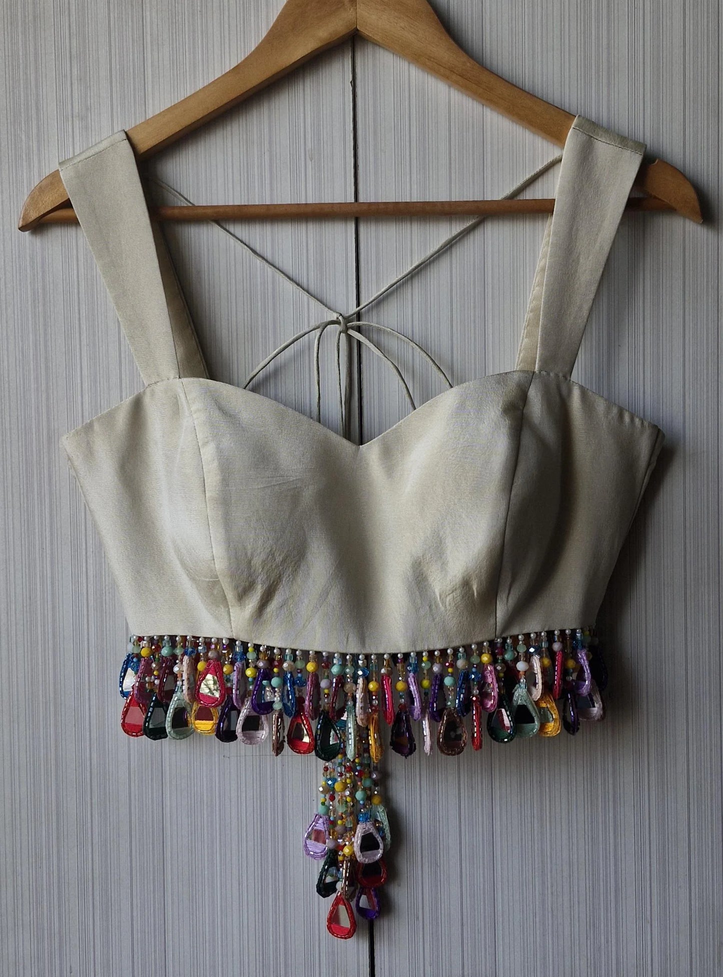 Cream Gold Tissue Silk Blouse DVBL_471